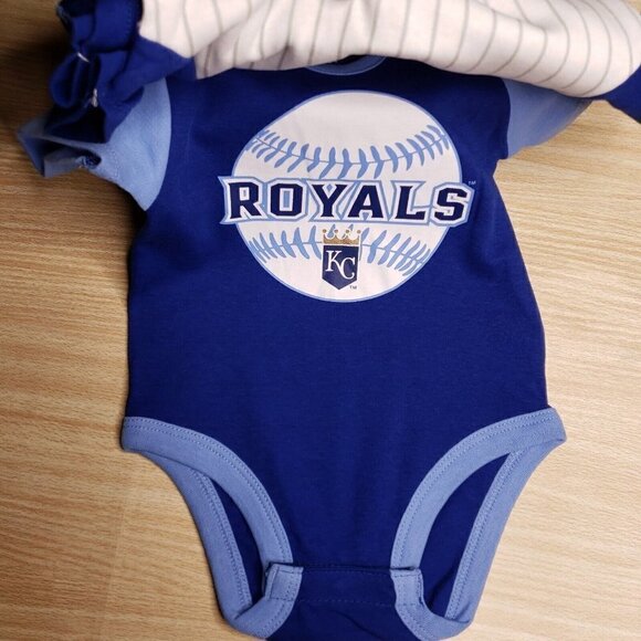 MLB Baby New Kansas City Royals 3 Pack One Piece Outfits - Picture 3 of 8